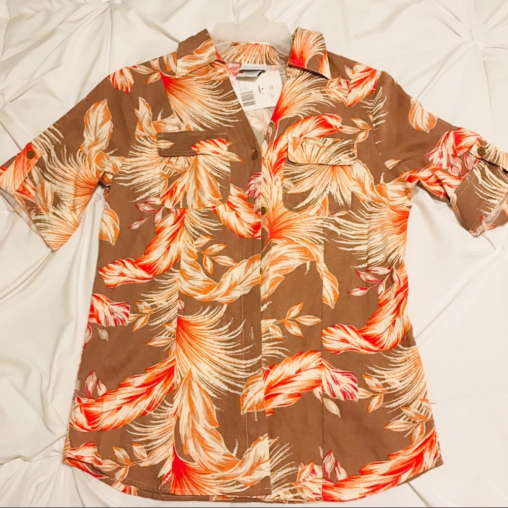 Fun 70s/80s vintage Hawaiian print shortsleeve top